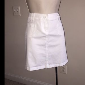 White denim above the knee mini skirt